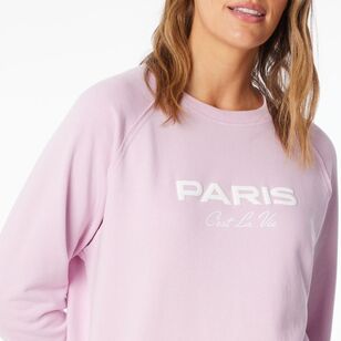 Khoko Collection Women’s French Terry Paris Logo Sweat Top Paris