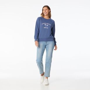 Khoko Collection Women’s French Terry Venice Beach Logo Sweat Top Indigo