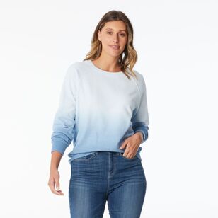 Khoko Collection Women’s Dip Dye Fleece Sweat Top Ice Blue