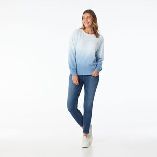 Khoko Collection Women’s Dip Dye Fleece Sweat Top Ice Blue