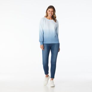 Khoko Collection Women’s Dip Dye Fleece Sweat Top Ice Blue