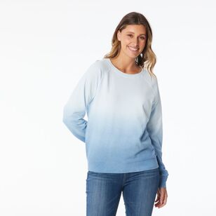 Khoko Collection Women’s Dip Dye Fleece Sweat Top Ice Blue