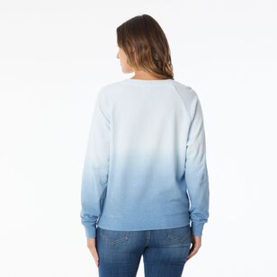 Khoko Collection Women’s Dip Dye Fleece Sweat Top Ice Blue