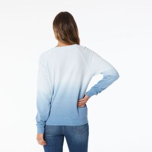 Khoko Collection Women’s Dip Dye Fleece Sweat Top Ice Blue