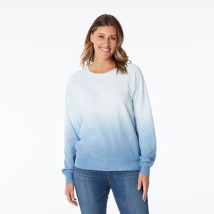 Khoko Collection Women’s Dip Dye Fleece Sweat Top Ice Blue