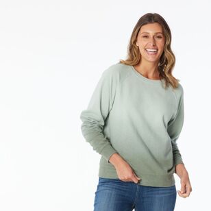 Khoko Collection Women’s Dip Dye Fleece Sweat Top Sage