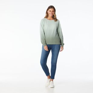 Khoko Collection Women’s Dip Dye Fleece Sweat Top Sage