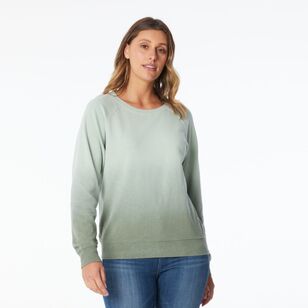 Khoko Collection Women’s Dip Dye Fleece Sweat Top Sage