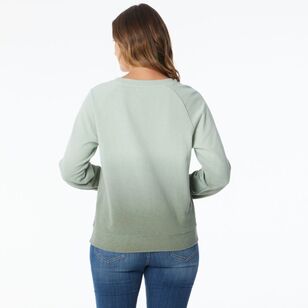 Khoko Collection Women’s Dip Dye Fleece Sweat Top Sage