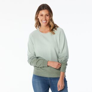 Khoko Collection Women’s Dip Dye Fleece Sweat Top Sage