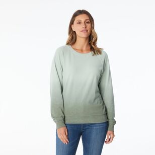 Khoko Collection Women’s Dip Dye Fleece Sweat Top Sage