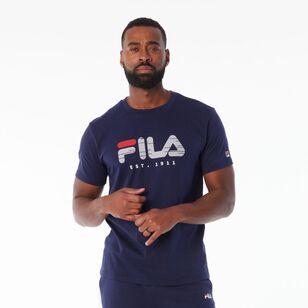 FILA Men’s David Logo Red Tab Jersey Tee New Navy