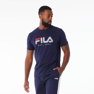 FILA Men’s David Logo Red Tab Jersey Tee New Navy