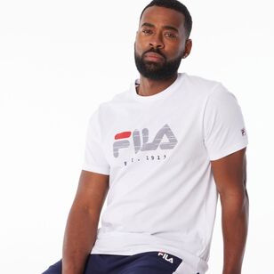 FILA Men’s David Logo Red Tab Jersey Tee White