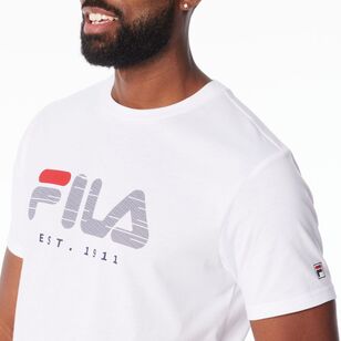 FILA Men’s David Logo Red Tab Jersey Tee White