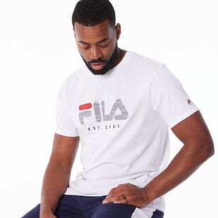 FILA Men’s David Logo Red Tab Jersey Tee White