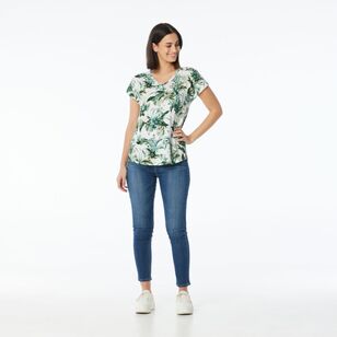 Khoko Collection Women's V Neck Viscose Elastane Tee Light Multi