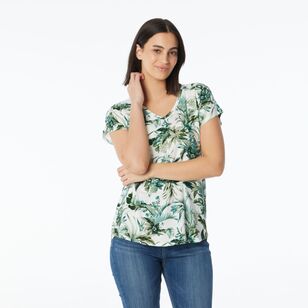 Khoko Collection Women's V Neck Viscose Elastane Tee Light Multi