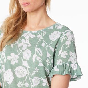 Khoko Collection Women's Ruffle Sleeve Top Sage