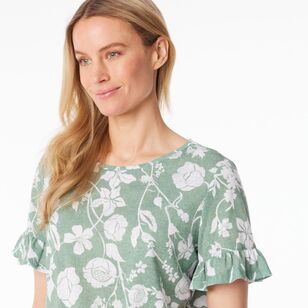 Khoko Collection Women's Ruffle Sleeve Top Sage