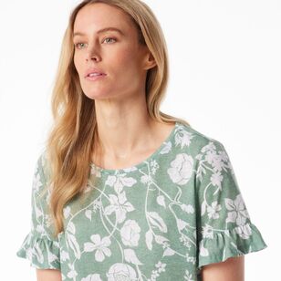 Khoko Collection Women's Ruffle Sleeve Top Sage