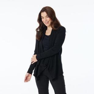 Khoko Smart Women's Crop Waterfall Cardigan Black