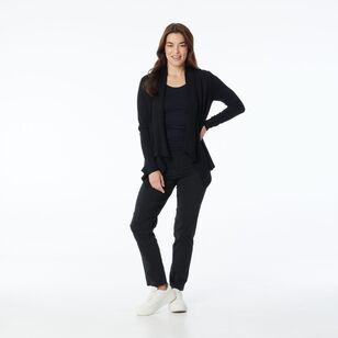 Khoko Smart Women's Crop Waterfall Cardigan Black