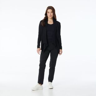 Khoko Smart Women's Crop Waterfall Cardigan Black