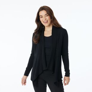 Khoko Smart Women's Crop Waterfall Cardigan Black