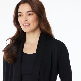 Khoko Smart Women's Crop Waterfall Cardigan Black