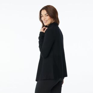 Khoko Smart Women's Crop Waterfall Cardigan Black