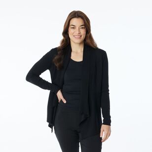 Khoko Smart Women's Crop Waterfall Cardigan Black