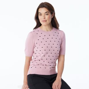 Khoko Smart Women's Contrast Spot Knit Pink & Black