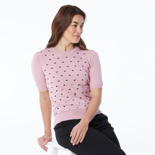 Khoko Smart Women's Contrast Spot Knit Pink & Black