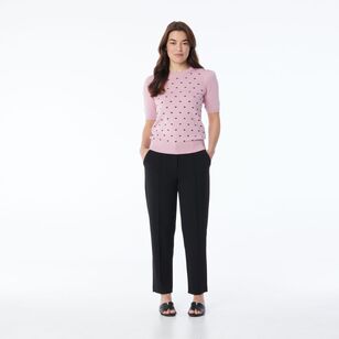 Khoko Smart Women's Contrast Spot Knit Pink & Black