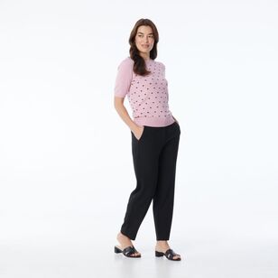 Khoko Smart Women's Contrast Spot Knit Pink & Black