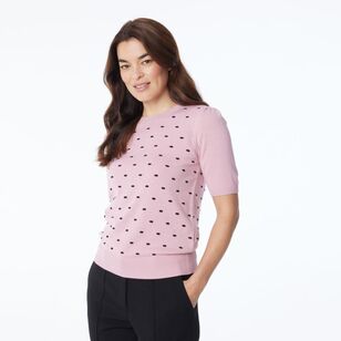 Khoko Smart Women's Contrast Spot Knit Pink & Black