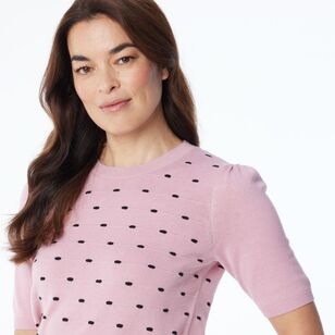 Khoko Smart Women's Contrast Spot Knit Pink & Black