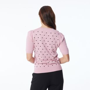 Khoko Smart Women's Contrast Spot Knit Pink & Black