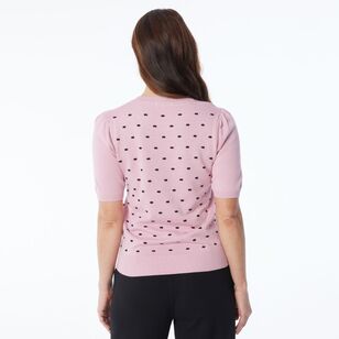 Khoko Smart Women's Contrast Spot Knit Pink & Black