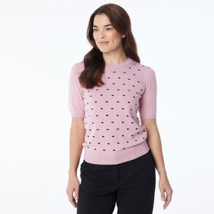 Khoko Smart Women's Contrast Spot Knit Pink & Black