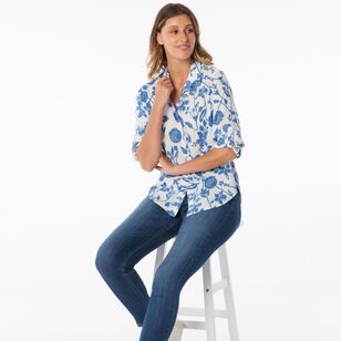 Khoko Collection Women's Voile Shirt Denim