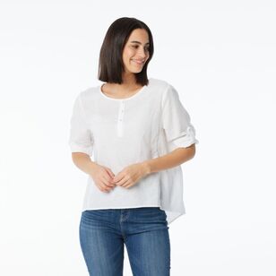 Khoko Collection Women's Relaxed Linen Shirt White