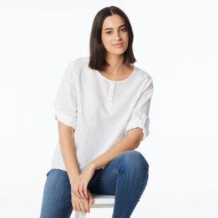 Khoko Collection Women's Relaxed Linen Shirt White