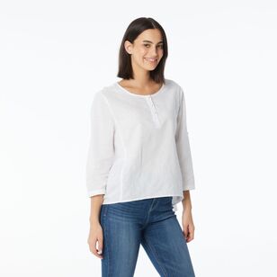 Khoko Collection Women's Relaxed Linen Shirt White