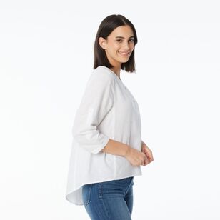 Khoko Collection Women's Relaxed Linen Shirt White