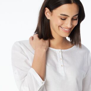 Khoko Collection Women's Relaxed Linen Shirt White