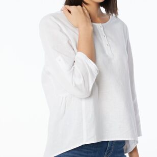 Khoko Collection Women's Relaxed Linen Shirt White