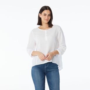 Khoko Collection Women's Relaxed Linen Shirt White