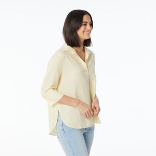 Khoko Collection Women's Linen Shirt Lemon